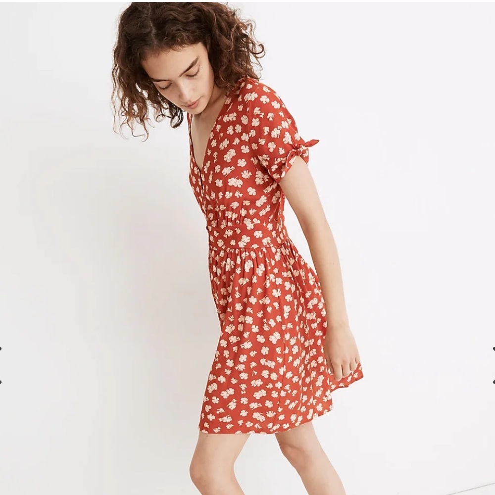 Madewell Red Floral Mini Dress